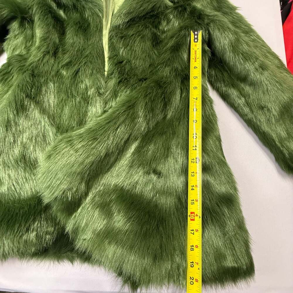 Ashro Madelyn Olive Green Faux Fur Coat - Picture 10 of 12